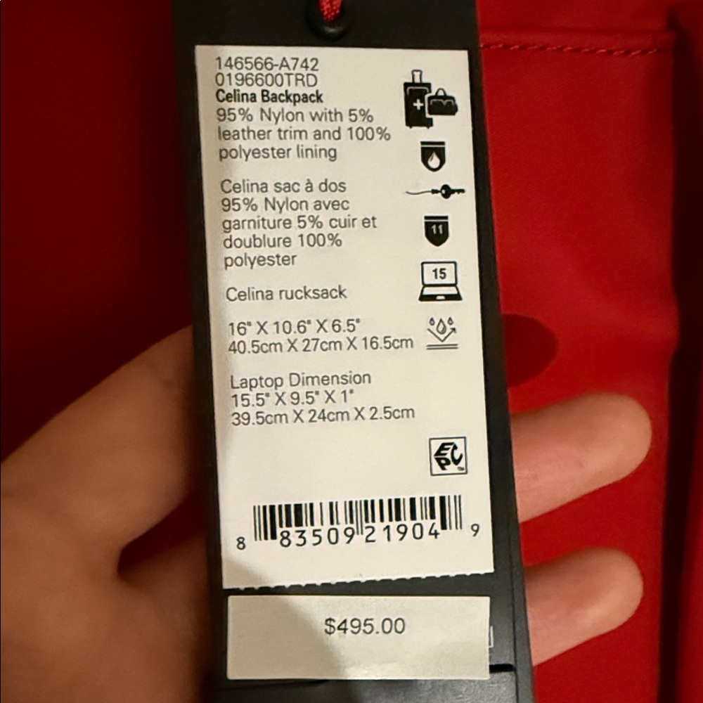 NEW! TUMI Voyageur Celina Red Women's Travel/Commute Backpack - Picture 2 of 5